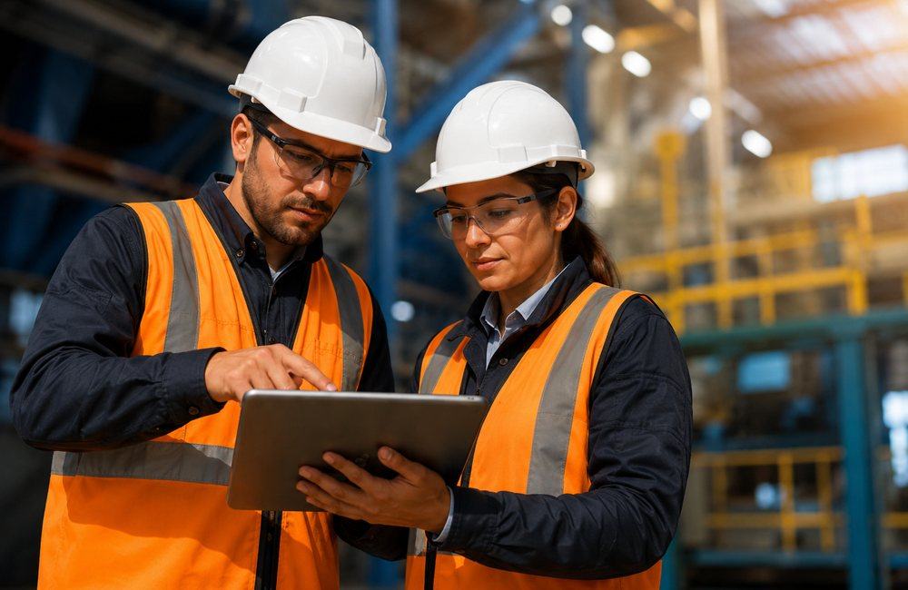 Consultores de CONYSEC evaluando el estado de la empresa en campo